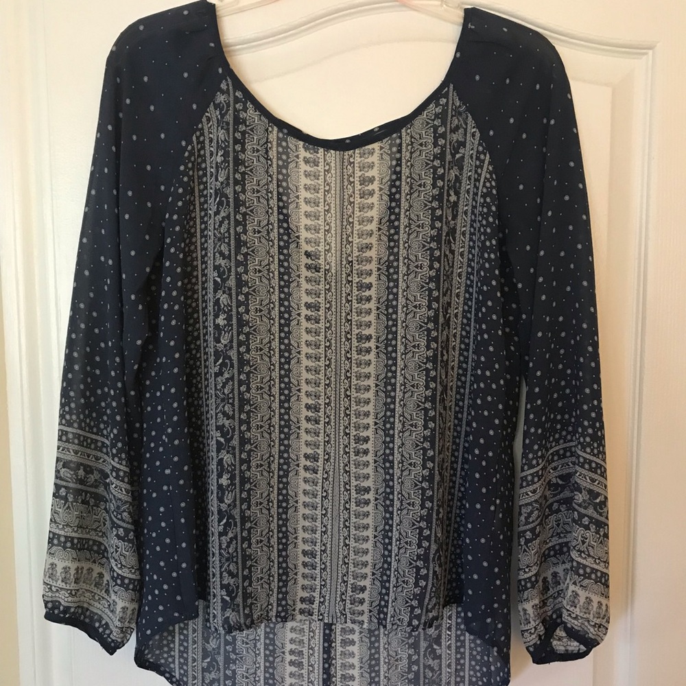 Blu Pepper Blue and White Blouse